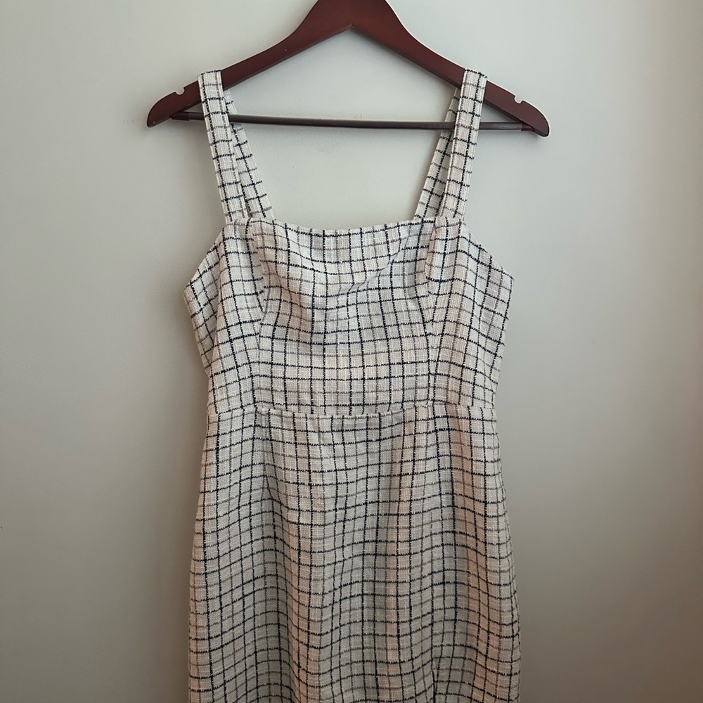 Abercrombie & Fitch Black and White Twill-Mix Mini Dress